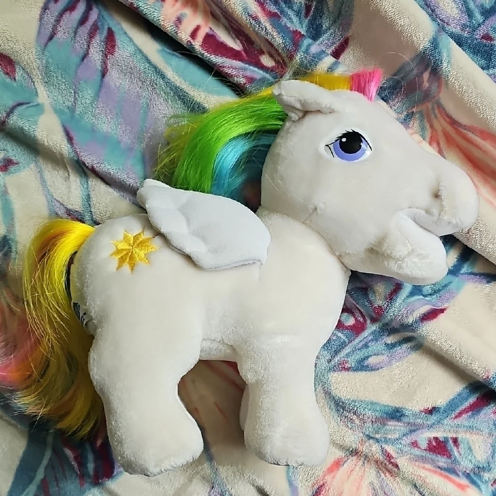 Plush Winged Unicorn Toy - Cream with Rainbow Mane
